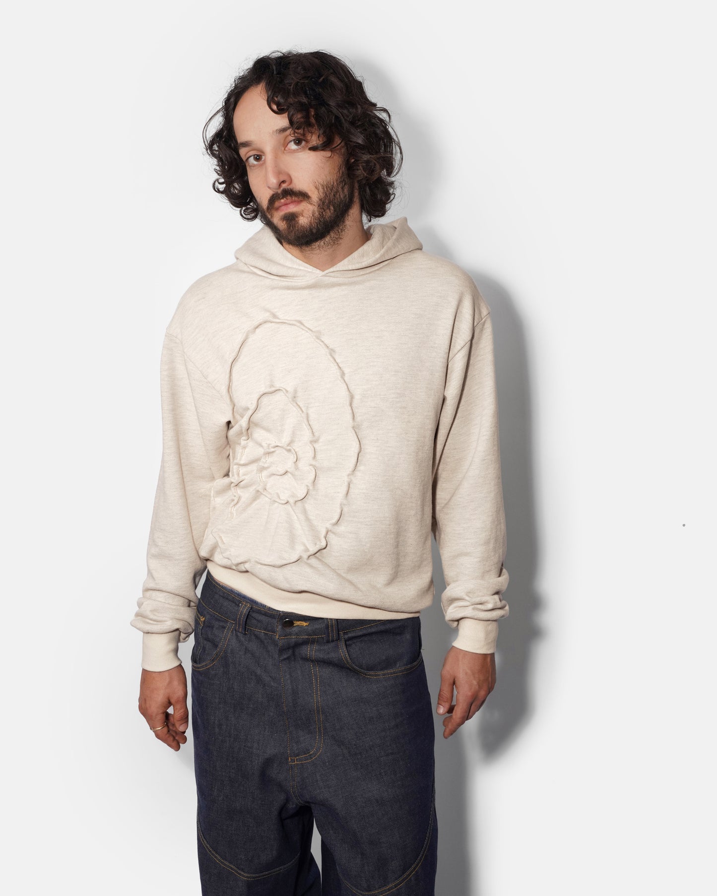 RIPPLE HOODIE IN OAT