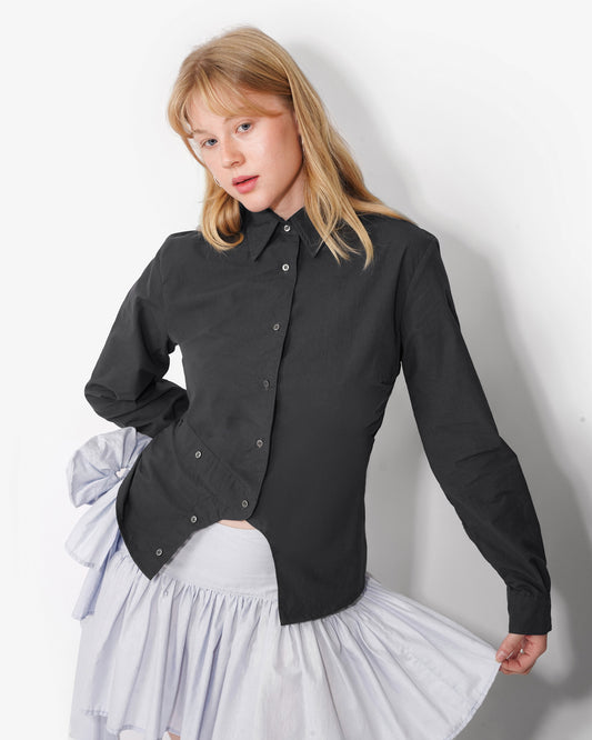 MEANDER BUTTON UP IN CHARCOAL