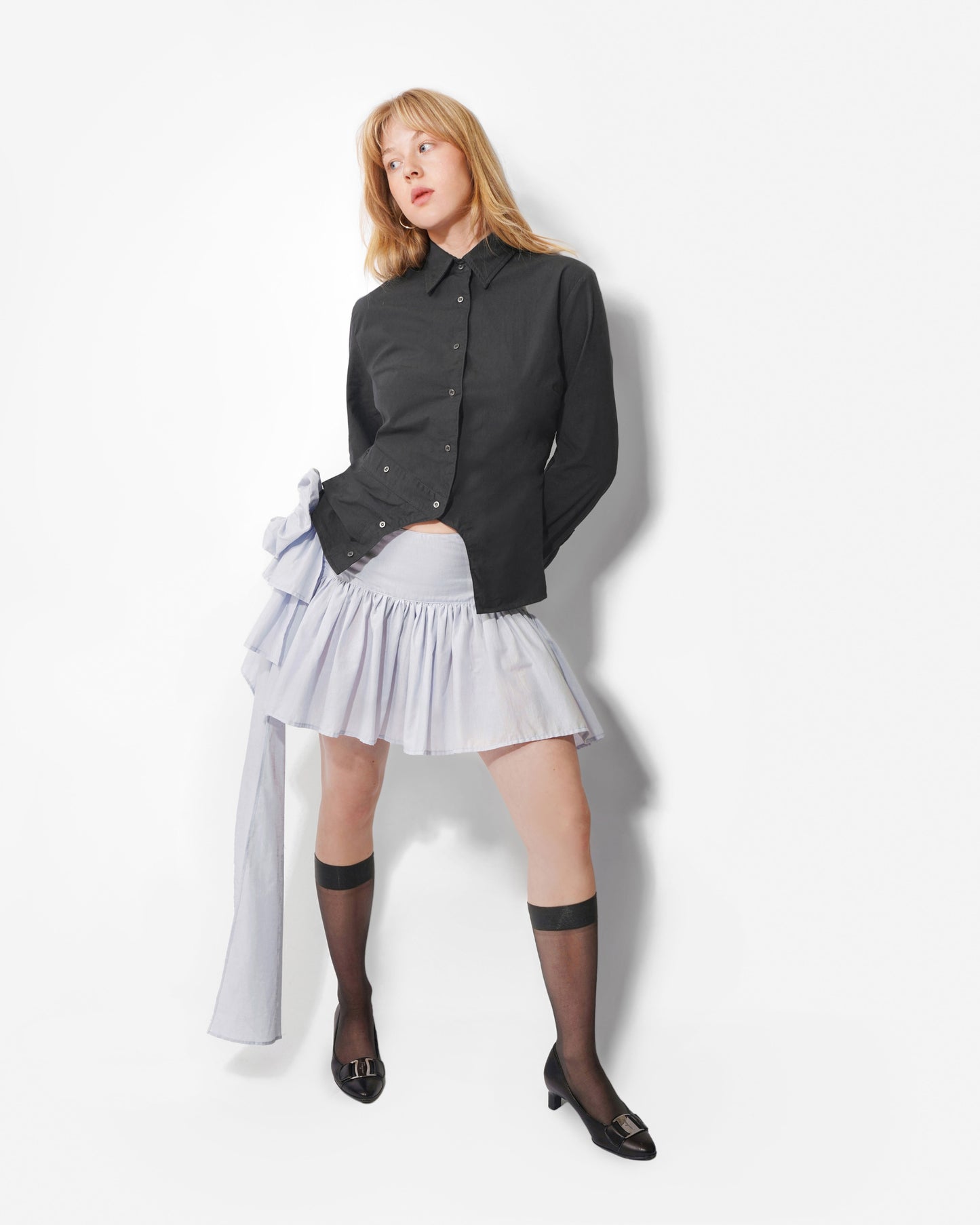 MEANDER BUTTON UP IN CHARCOAL