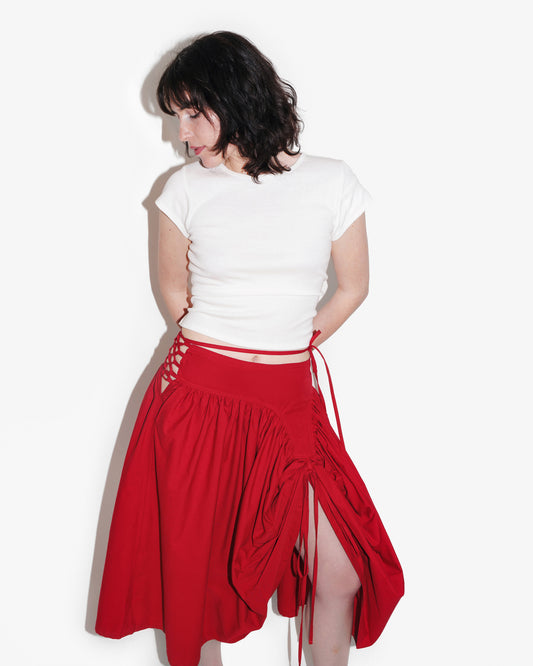 TULIP SKIRT IN GARNET