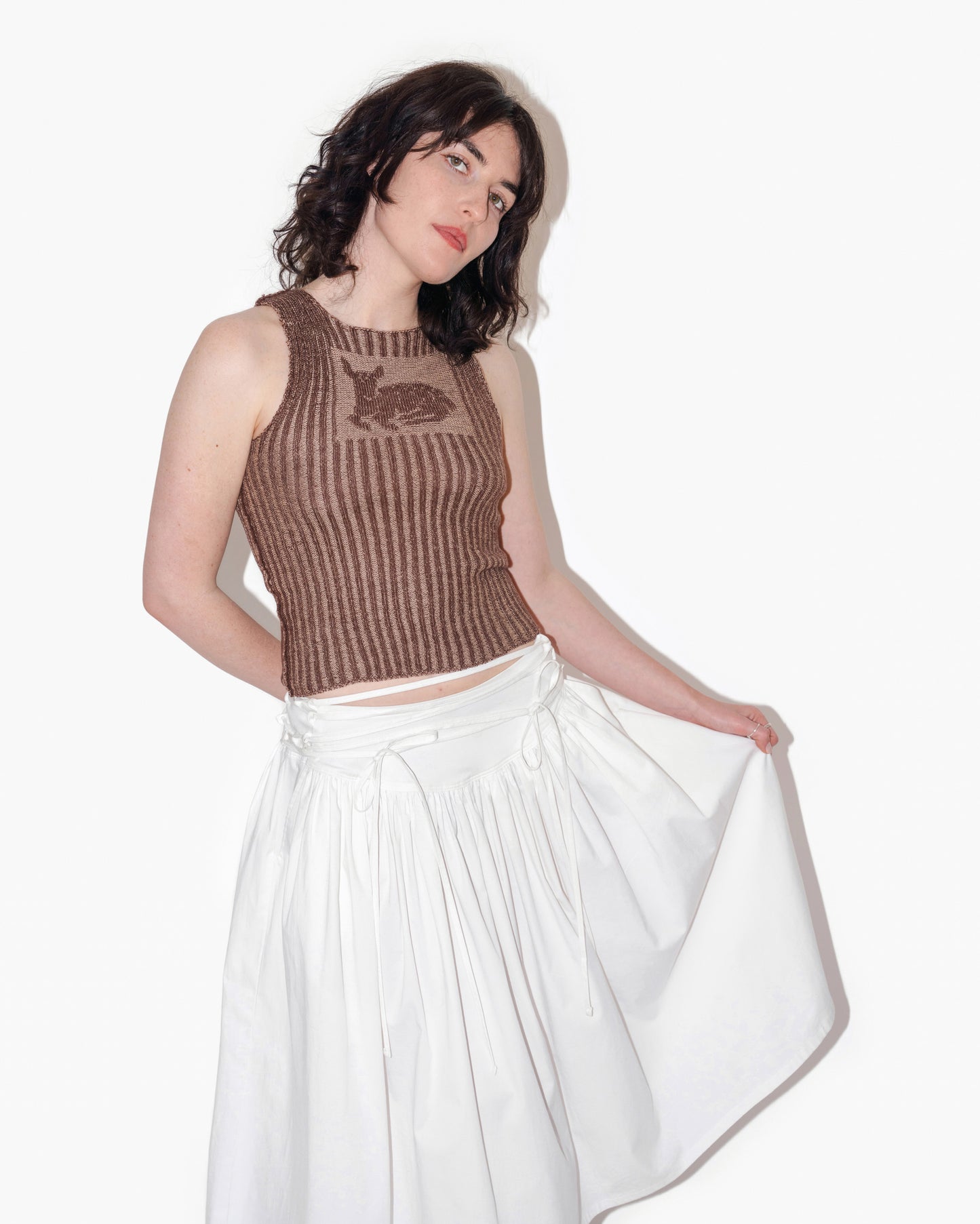 TWISTING VINES SKIRT IN LILY WHITE