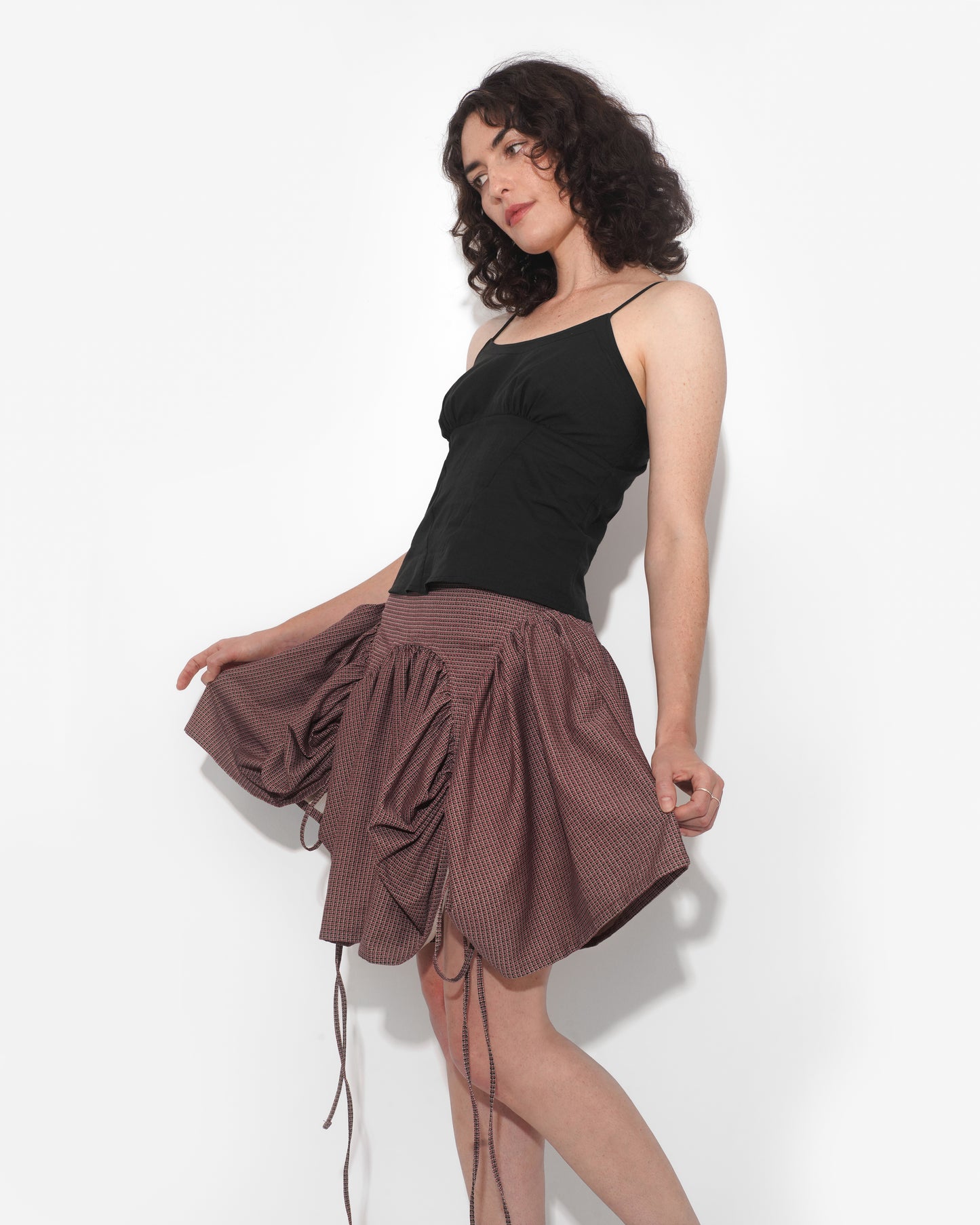 BUTTERFLY SKIRT IN HOUNDSTOOTH