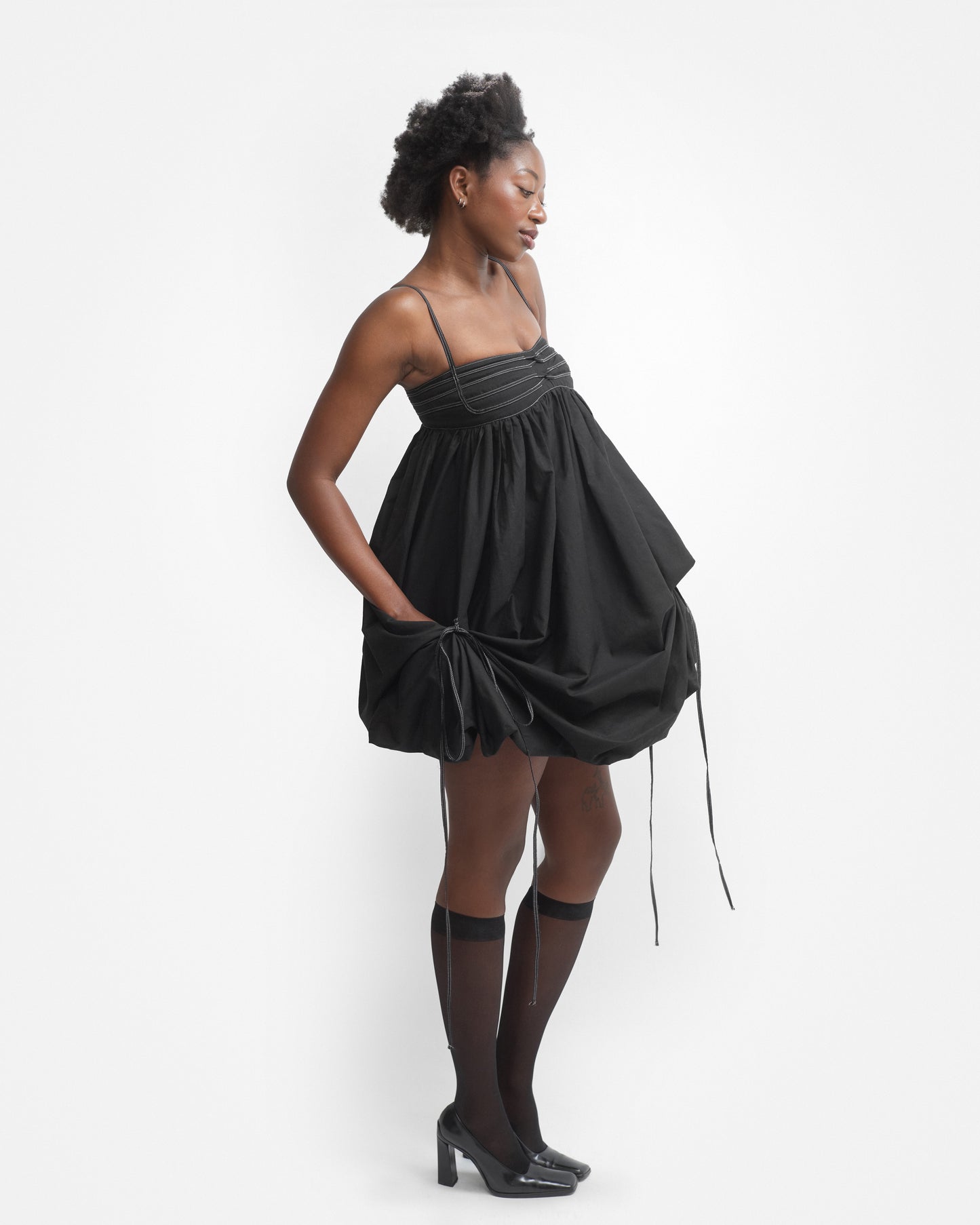 IVY DRESS IN CHARCOAL