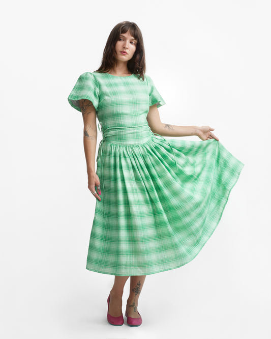 MONDAY DRESS IN JADE PLAID