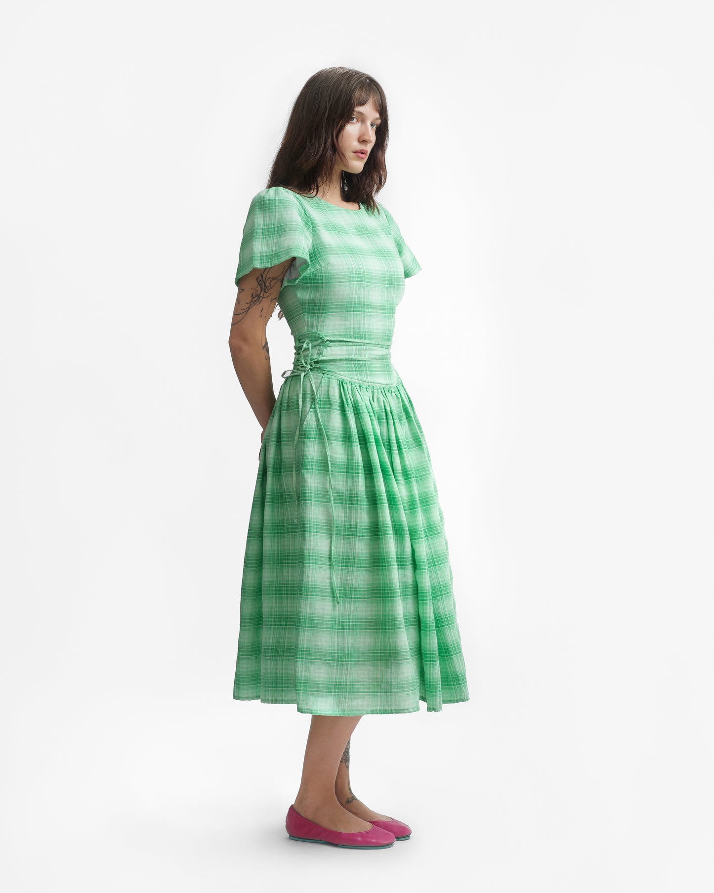 MONDAY DRESS IN JADE PLAID