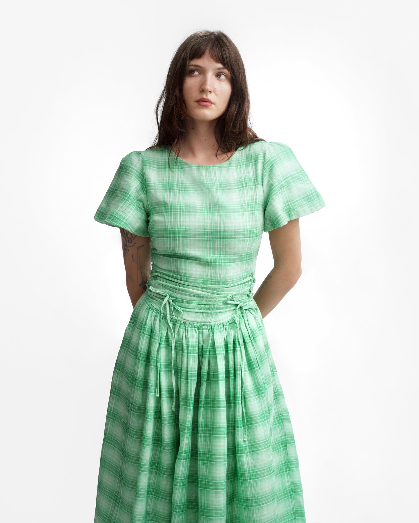 MONDAY DRESS IN JADE PLAID