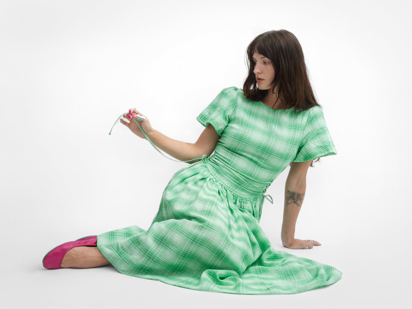 MONDAY DRESS IN JADE PLAID