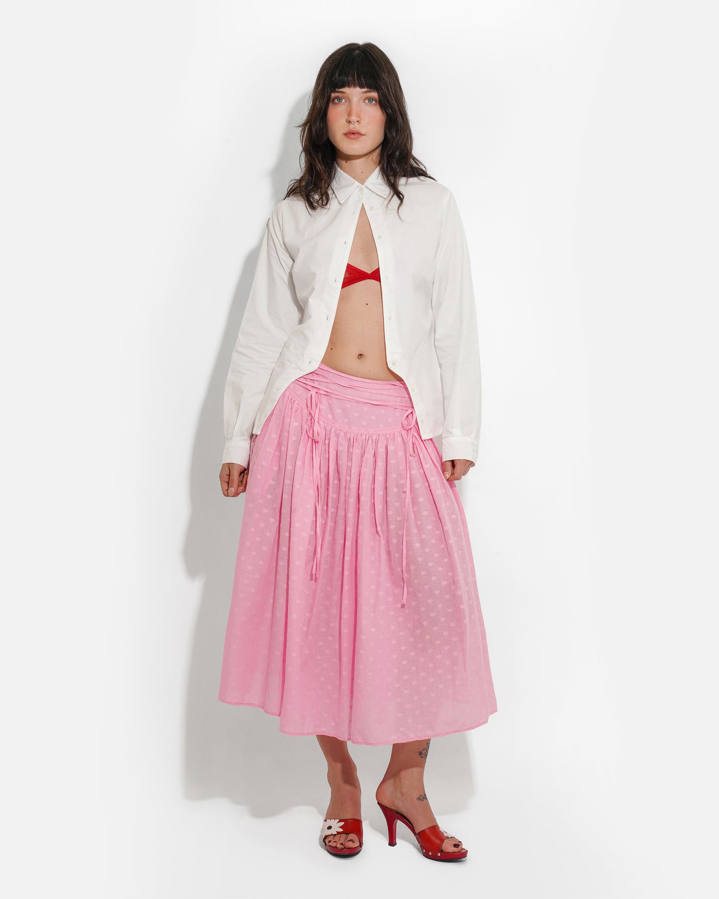 TWISTING VINES SKIRT IN PEONY DOT